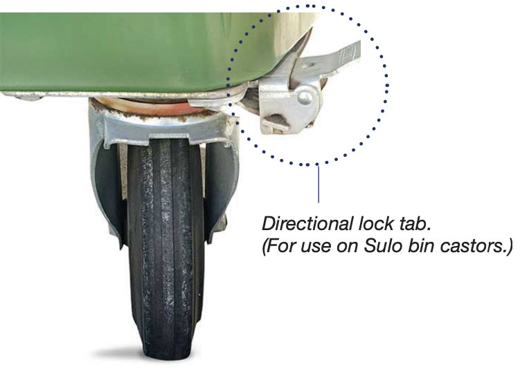 Directional lock tabs on bin
