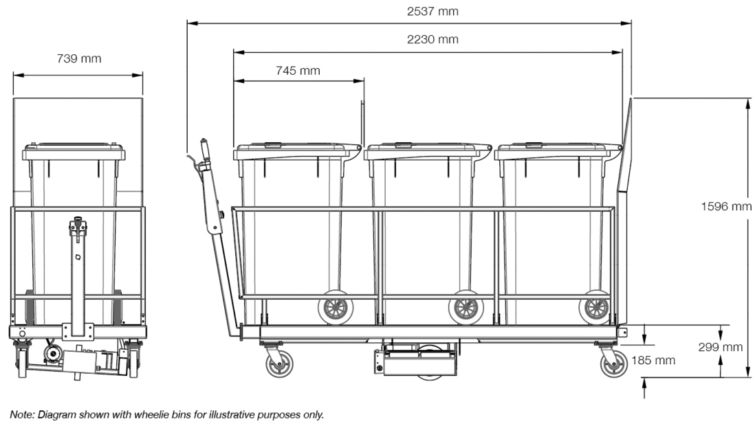 Powered bin trolley dimensions