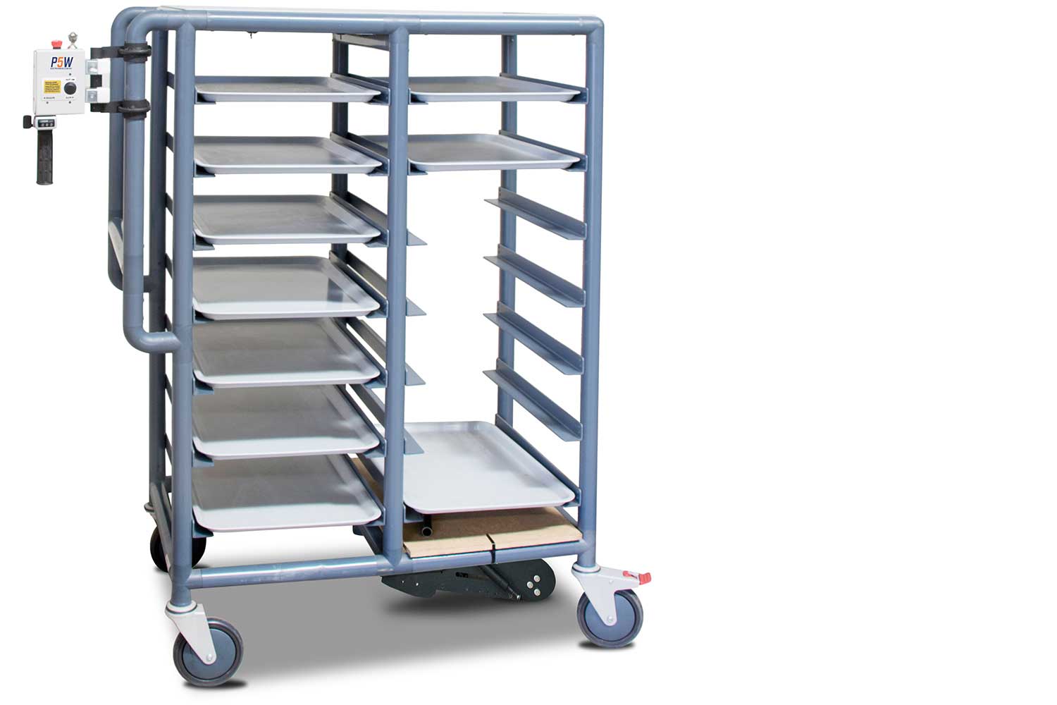 Electrodrive's Powered Fifth Wheel retrofitted to a meal delivery trolley 